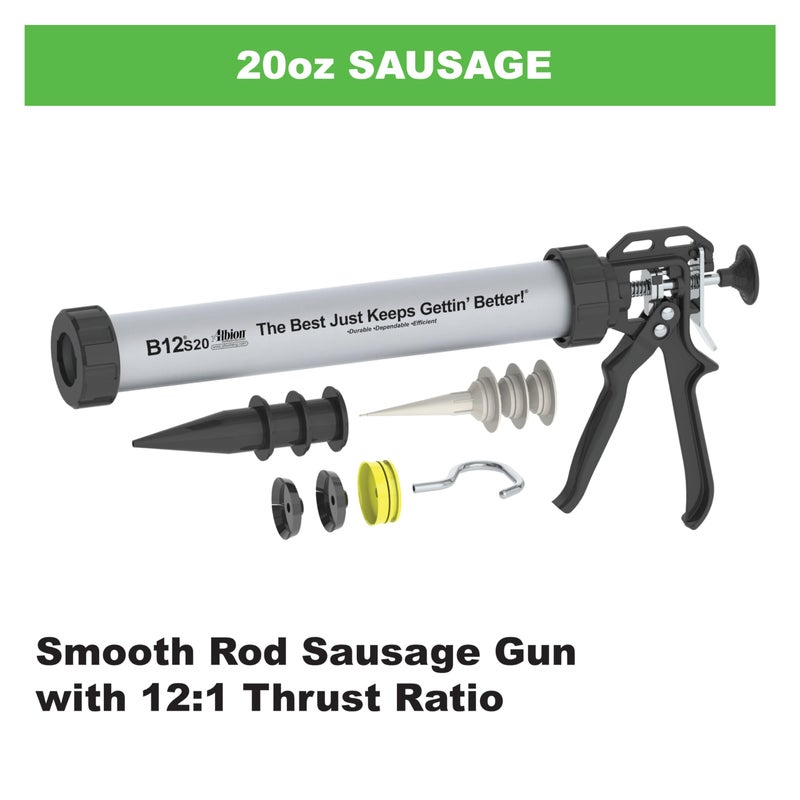 Albion Engineering Company B12S20 B-Line Manual Sausage Caulking Gun, 20 oz, 12:1 Drive - Image 2